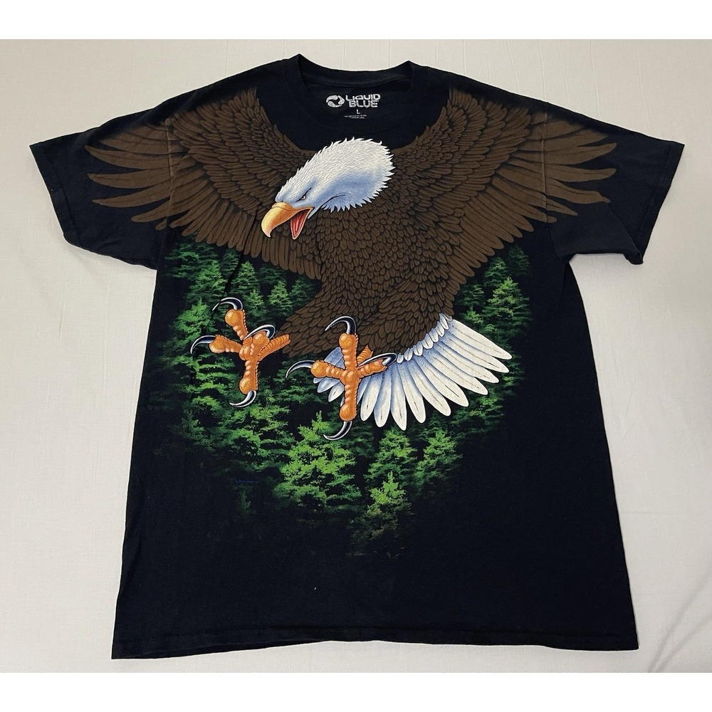 Liquid Blue Eagle Graphic‎ T-Shirt Mens Large Black